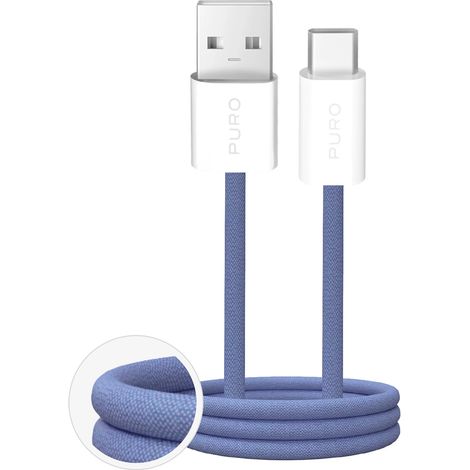 Puro Fabrik 2.0 10W USB-A - USB-C Geflochtenes Kabel 1,5 m - Blau (1/5)