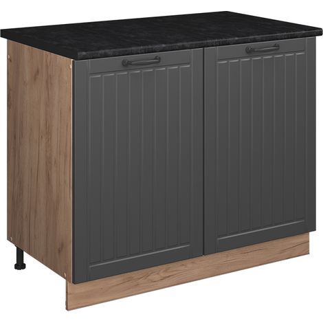Mobile lavello cucina Fame-Line, Grigio scuro/Rovere dorato, 100 cm, PL Antracite, Vicco (1/5)