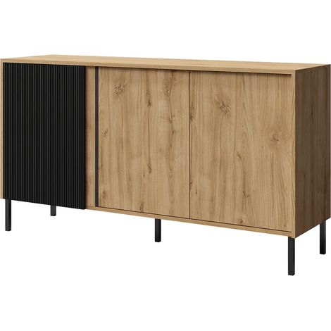 AX LIVING Kommodeschrank Mikasso – 145cm Breite Design Eiche/Schwarz