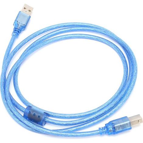 Câble de données USB A mâle vers B mâle, transparent bleu, pour imprimante, 5 mètres (1/5)