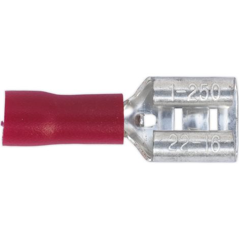 Sealey Push-On Terminal 6.3mm Female Red Pack of 100 RT21 (1/2)