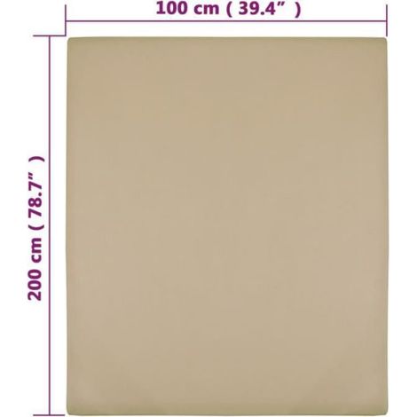 136223 vidaXL Draps-housses Jersey 2 pcs Taupe 100x200 cm Coton