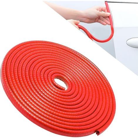 (Red, 5 meters) Rubber seals for automobiles, aluminum door edge protectors, general automotive exterior accessories (1/5)