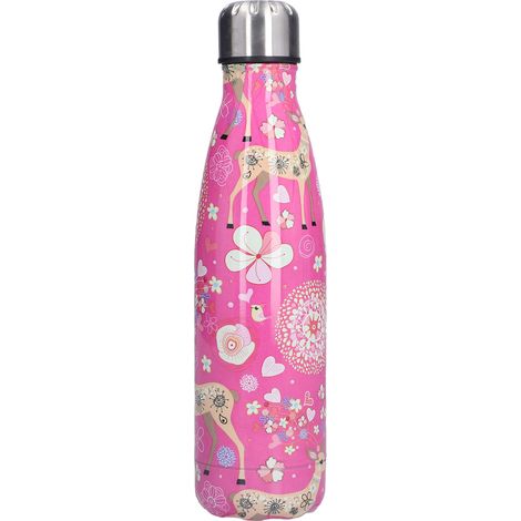 Bouteille isotherme de sport en acier inoxydable, idéale pour le cola, le bowling et les boissons chaudes. Rose, motif cerf. (1/5)