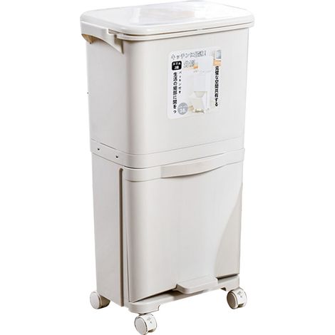 Poubelles de tri sec et humide, grande capacité, mobile, Classification renforcée, pour la cuisine domestique, 2 couches, 29l, 36x26x77cm (1/5)