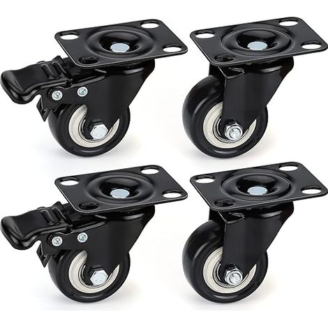 4er Set Möbelrollen mit Bremse Rollen 50mm Schwerlastrollen Rollen für Möbel Gesamttragkraft 280kg Lenkrollen, Möbelrollen Transportrollen Bockrollen Gummirollen (1/5)