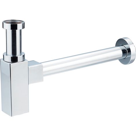 Sifón telescópico de lavabo Cuadrado, 1”1/4 latón cromado (1/2)