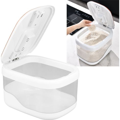 Seau à riz à pression, récipient à riz hermétique étanche aux insectes et à l'humidité pour la maison, boîte de rangement pour le riz, seau à riz de qualité alimentaire, 5 kg. (1/5)