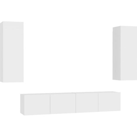 4 Piece TV Cabinet Set White Engineered Wood vidaXL (1/5)