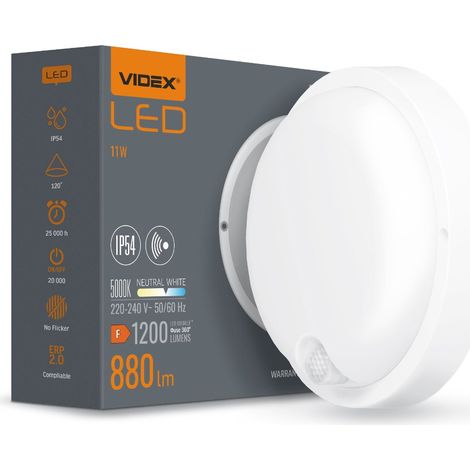 Applique murale extérieure PIR LED 11W IP54 blanche Videx (1/5)