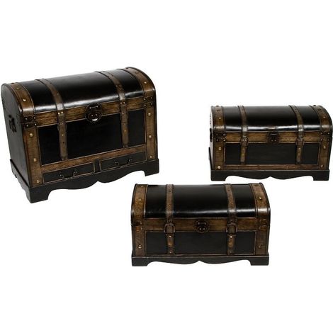 Lot de 3 malles British bois Atmosphera (1/3)