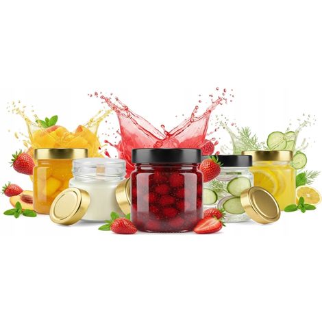 5 pots en verre Atena 225 ml + couvercle haut FI66 pour confitures, bougies, miel (1/5)