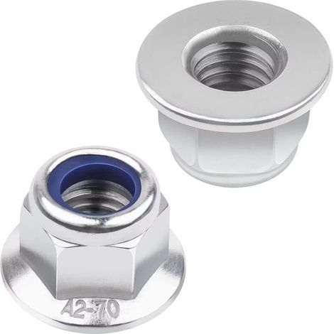 Ecrou M6 DIN 6926, 20 pièces Écrou Frein M6 Écrous Hexagonaux Avec Collerette, Inox Écrou de Sécurité Autofreiné, Écrou Sécurité Autofreiné Avec Filetage, Crantée Ecrou Bride Blocage Inox (1/5)