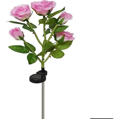 AIDUCHO Lampes Solaires À Led En Forme De Roses Artificielles Pour Extérieur, Décoration De Jardin, Cour, Patio, Tombe, Cimetière, Balcon, Décoration De Noël – Rose (1/5)