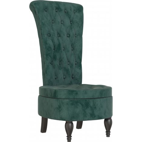 Chaise de salon，Chaise à dossier haut vert foncé velours conception de bouton CFW52228 (1/5)