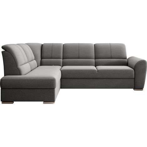 Canapé angle gauche convertible tissu gris foncé et pieds acier chromé Zabor 270cm (1/5)