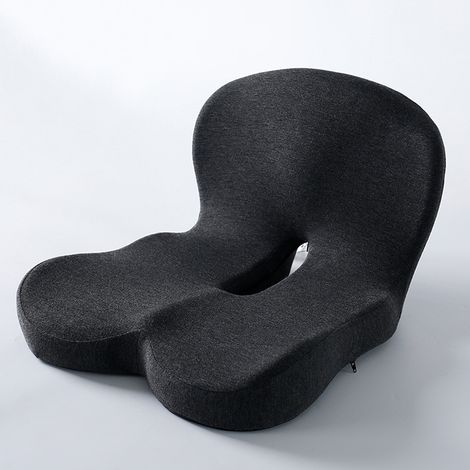 (Gris)Coussin Chaise Lombaire,Coussin d'assise Orthopédique avec Dossier, Ergonomique pour Chaise de Bureau Coussin de Siège de Voiture Memoire Forme (1/5)