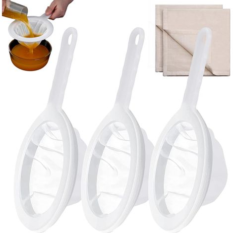 [NUNCA UTILIZADO]3 tamices de malla 100/200/400 con tela filtrante de 247 x 47 cm, colador fino de nailon, colador de alimentos doméstico, para filtrar café, té, zumos de frutas, vino y leche. (1/5)