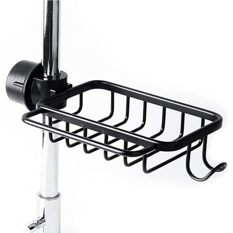 Porte-éponge De Robinet Avec Crochet, Panier En Aluminium, Support De Rangement Pour L'évier De Cuisine, Support De Douche, étagèRe Pour Savon Ou Shampoing (Noir-Améliorée) (1/5)