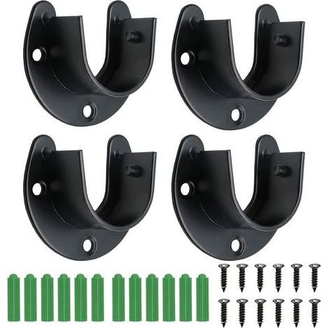 4-teiliges Edelstahl-Kleiderschrank-Halterungsset, Kleiderstangenhalterungen, 32-mm-Kleiderstangenhalterung, mit Schrauben und Dübeln für Kleiderschrank- und Gardinenstangen (1/5)