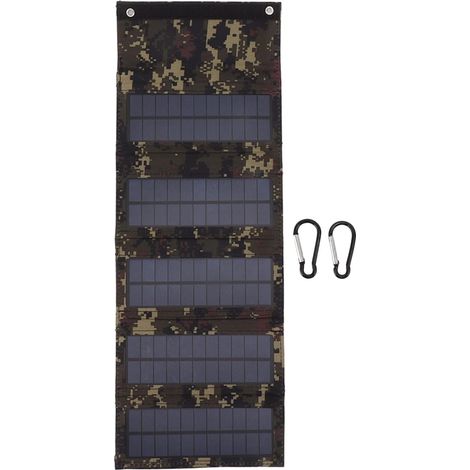 50W 18V Panneau Solaire Pliable Portable, Chargeur Solaire Extérieur avec 5 Panneaux Solaires Pliables, Compatible avec Smartphones et Ordinateurs Portables(Camouflage) (1/5)