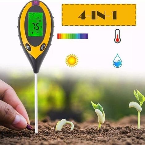 Appareil de mesure du sol 4 en 1 : pH-mètre, thermomètre, humidimètre et luxmètre pour plantes et jardin.-AquaForge (1/5)