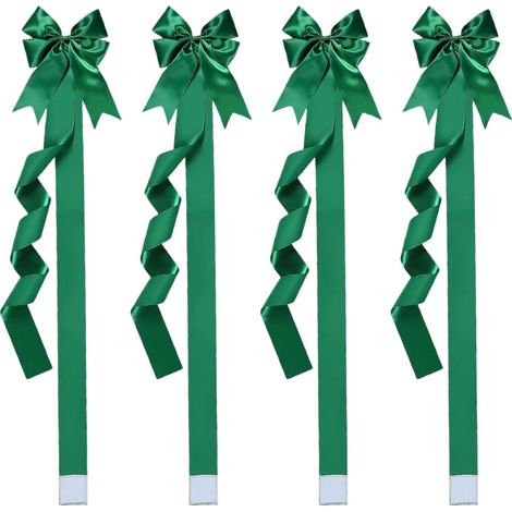 Pajarita navideña de poliéster, verde, 4 unidades
