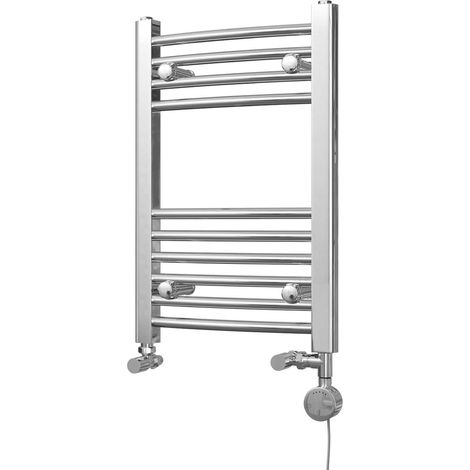 Zennor - Chrome Dual Fuel Towel Rail H600mm x W400mm Thermostatic - Curved (1/3)