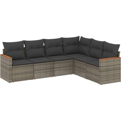 Maison Exclusive - Set de muebles de jardín 6 pzas y cojines ratá (1/5)