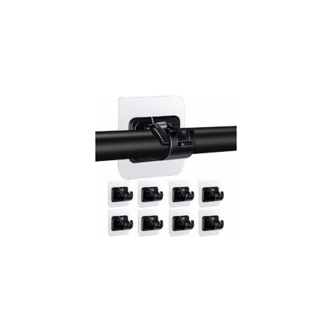 Lot de 8 supports de tringle à rideau auto-adhésifs – Plastique ABS transparent – Dimensions 6 x 6 cm – Pour tringles de 1 à 2 cm