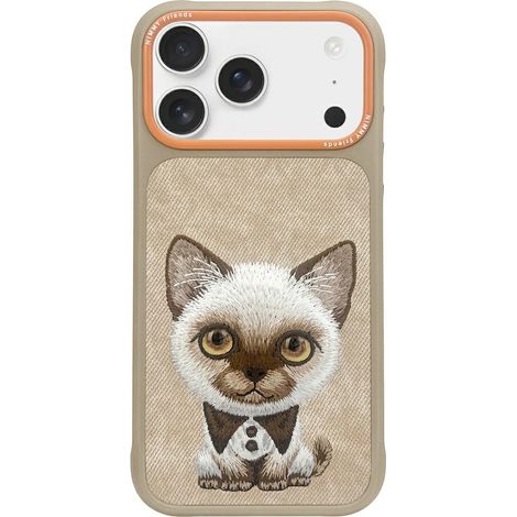 Funda Nimmy Big Eyed Pet 2.0 con diseño de gato para iPhone 17 Pro Max, color beige. (1/2)