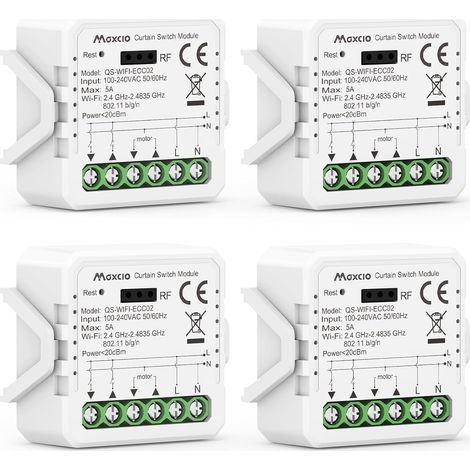 Mini Interrupteur Volet Roulant Connecté, Module Relais De Commande De Volet Roulant Wifi Avec Fonction Pourcentage, Minuterie, Commande Vocale, Compatible Avec, 4 Packs (1/5)
