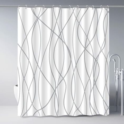 Filiyano-Rideau de douche imperméable pour salle de bain 180x180 cm - Imperméable - Résistant aux moisissures - Blanc (1/5)