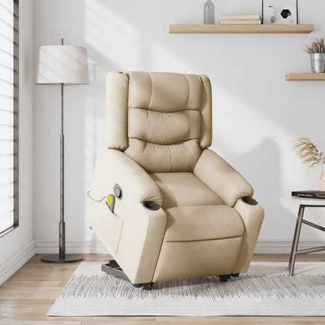Maison Exclusive - Massagesessel mit Aufstehhilfe Creme Stoff