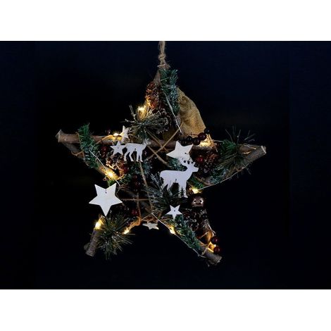 Christmas Decoration 40 cm Woodland Star Deer Design Woodlodge