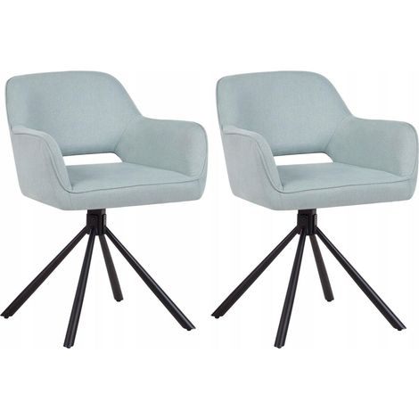 Beliani LOURES set di 2 sedie verde menta girevoli (1/3)
