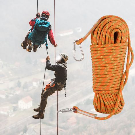 30 m langes Outdoor-Felskletter-Fluchtseil, 12 mm Durchmesser, Sicherheitsseil (orange) (1/5)