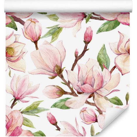 Papier peint Magnolia Fleurs de Printemps pour Salon et Chambre 50x1000 cm (1/5)