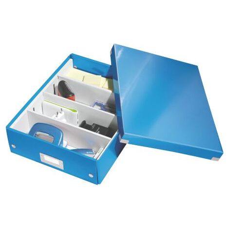 Boîte de rangement carton Leitz Click&Store Wow avec séparateurs H 10,5 x L 27,8 x P 36,8 cm bleue (1/3)