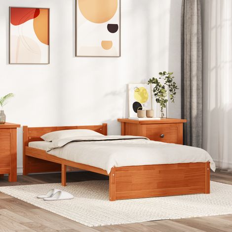 Estructura de cama con cabecera Marrón cera 100 x 200 cm vidaXL (1/5)