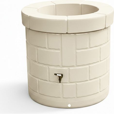 Plast'Up Rotomoulage – Récupérateur d'eau de pluie 340L – Ultra-résistant en polyéthylène – Kit de raccordement inclus – Design 2-en-1 avec bac à fleurs