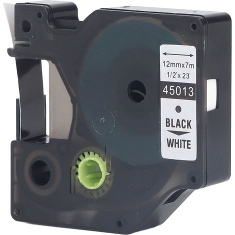 Convient au papier d'étiquettes auto-adhésives DYMO D1 avec ruban, d'une épaisseur de 12 mm, pour l'impression d'autocollants avec fond blanc et texte noir. (1/5)