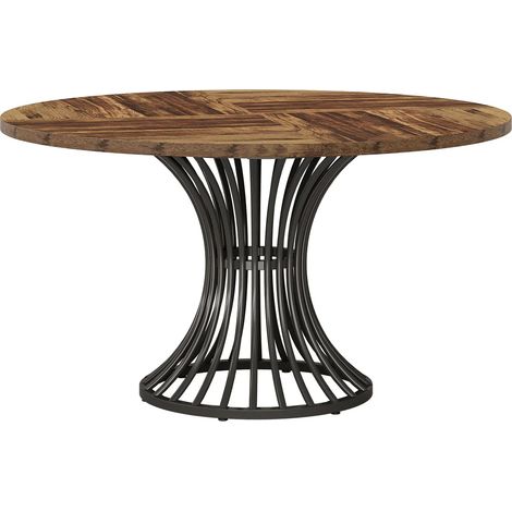 CHICFURN Tavolo da pranzo rotondo 119x119x76 cm MDF nero e marrone rustico per 6 persone (1/5)