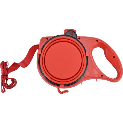 Outdoor-Hundeleine mit faltbarem Wassernapf und Wasserflasche, multifunktionales rotes Reise-Set. (1/5)