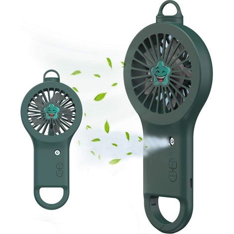 2-in-1 Outdoor Portable Fan with Spray, Rechargeable Battery Operated Handheld Water Mist 3 Speed Fan for Outdoors, Travel, Hiking and Camping - Army Green (1/5)
