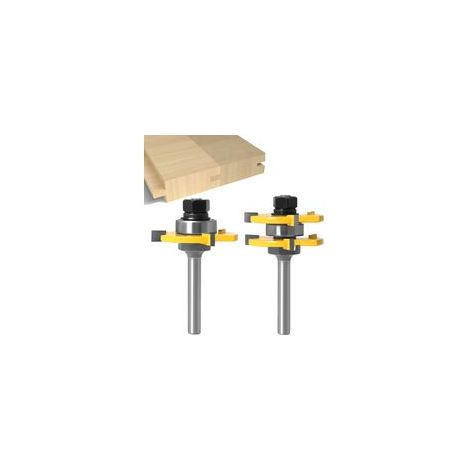 8MM Queue Langue Appariée et Fraise de Rainure Set 3 Dents Forme T Cutter en Bois de Coupe Outil de Travail du Bois (8MM) (1/5)