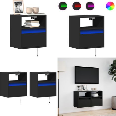 vidaXL TV-Wandschränke mit LED-Beleuchtung 2 Stk. Schwarz 41x31x45 cm (1/5)