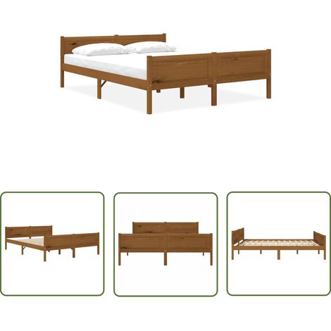 Lit Bois de pin massif Marron miel 140x200 (1/5)