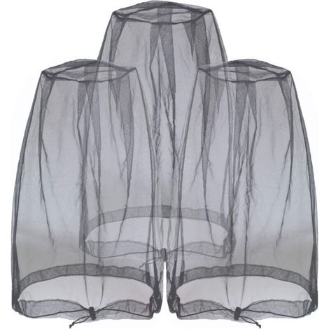 Mosquito Tête filets Moucheron également Tête Filet pour pas de voir UMS insectes Bugs Moucherons Piqueurs Moucherons à partir de n'importe quel activités de plein air (3 Pièces Noir)