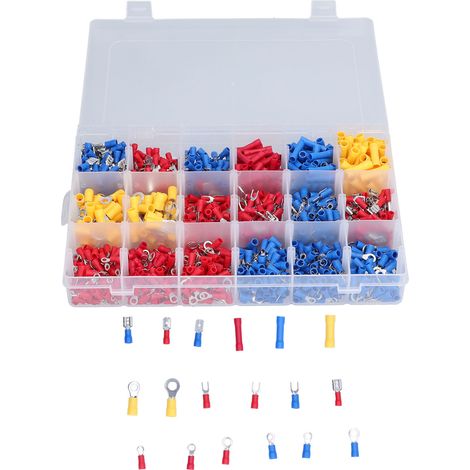 Kit de 1200 bornes électriques à déconnexion rapide, connecteurs isolés pour fils électriques, applications automobiles et marines. (1/5)